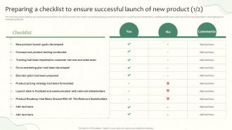Preparing A Checklist To Ensure Successful Launch Of New Product Launching A New Food Product