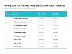 Prerequisite for training program activities with deadlines