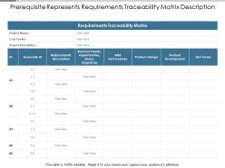 Prerequisite represents requirements traceability matrix description