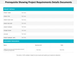 Prerequisite showing project requirements details documents