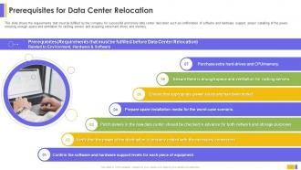 Prerequisites For Data Center Relocation Data Center Relocation For IT Systems