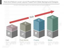 Present risk and return level layout powerpoint slide background designs