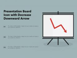 Presentation board icon with decrease downward arrow