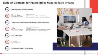 Presentation Stage In Sales Process Training Ppt Content Ready Graphical