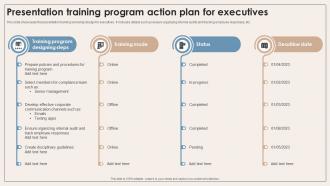 Presentation Training Program Action Plan For Executives