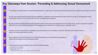 Prevention Of Sexual Harassment Training Sessions Key Takeaways Training Ppt Idea Ideas