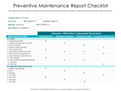 Preventive maintenance report checklist