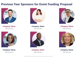Previous year sponsors for event funding proposal ppt powerpoint presentation model