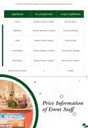 Price Information Of Event Staff One Pager Sample Example Document