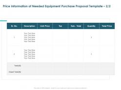Price Information Of Needed Equipment Purchase Proposal Quantity Ppt Slides