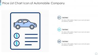 Price list chart icon of automobile company
