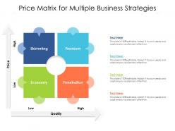 Price matrix for multiple business strategies