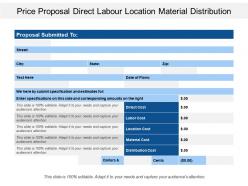 Price proposal direct labour location material distribution