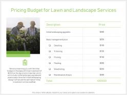 Pricing budget for lawn and landscape services ppt slides