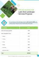 Pricing Budget For Lawn And Landscape Services Proposal One Pager Sample Example Document