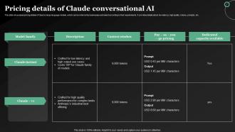 Pricing Details Of Claude Conversational AI ClaudeAI The Future Of AI Chatbots AI SS V