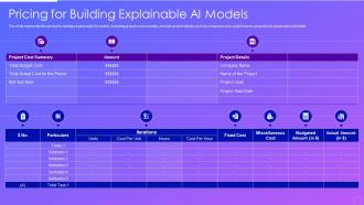 Pricing for building explainable ai models ppt powerpoint slideshow