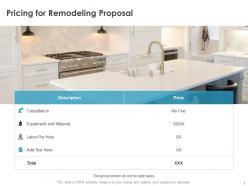 Pricing for remodeling proposal ppt powerpoint presentation gallery samples