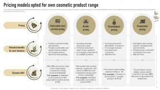 Pricing Models Opted For Own Cosmetic Product Range Successful Launch Of New Organic Cosmetic
