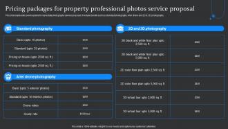 Pricing Packages For Property Professional Photos Service Proposal Ppt Sample