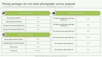 Pricing Packages For Real Estate Photography Service Proposal Ppt Show Slide Portrait