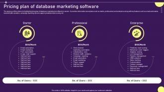 Pricing Plan Of Database Developing Targeted Marketing Campaign MKT SS V