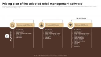 Pricing Plan Of The Selected Retail Management Software Essential Guide To Opening