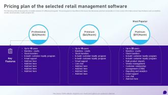 Pricing Plan Of The Selected Retail Management Software Launching Retail Company
