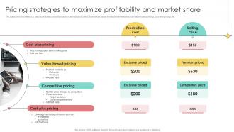 Pricing Strategies To Maximize Profitability And Market Share