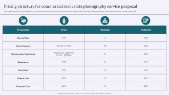 Pricing Structure For Commercial Real Estate Photography Service Proposal