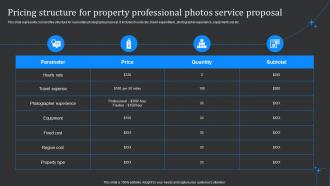 Pricing Structure For Property Professional Photos Service Proposal Ppt Guidelines