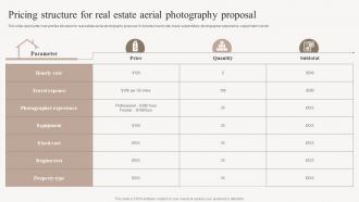 Pricing Structure For Real Estate Aerial Photography Proposal Ppt Brochure