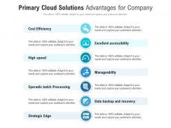 Primary cloud solutions advantages for company