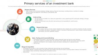 Primary Services Of An Investment Bank Sell Side Investment Pitch Book