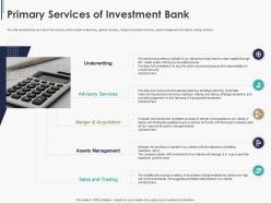 Primary Services Of Investment Bank Pitchbook For General And M And A Deal
