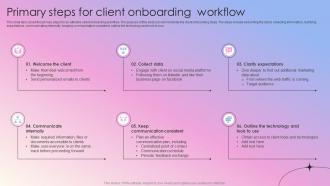 Primary Steps For Client Onboarding Workflow