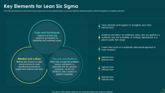 Principals Of Six Sigma Key Elements For Lean Six Sigma Ppt Powerpoint Presentation Outline Icons