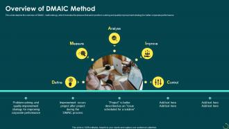 Principals Of Six Sigma Overview Of DMAIC Method Ppt Powerpoint Presentation Portfolio Slides