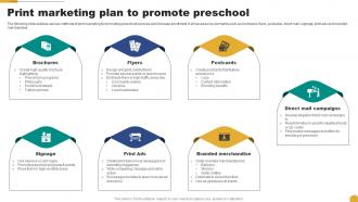 Print Marketing Plan To Promote Preschool Kids School Promotion Plan Strategy SS V
