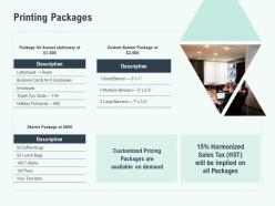 Printing packages pricing ppt powerpoint presentation outline inspiration