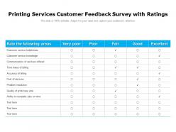 Printing Services Customer Feedback Survey With Ratings