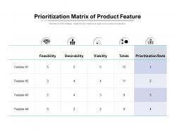 Prioritization matrix of product feature