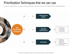 Prioritization techniques that we can use satisfaction ppt powerpoint presentation infographics guidelines