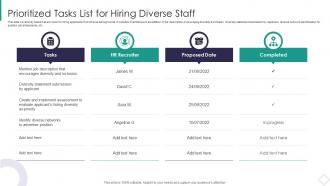 Prioritized Tasks List For Hiring Diverse Staff