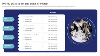 Priority Checklist For Data Analytics Program Data Science And Analytics Transformation Toolkit