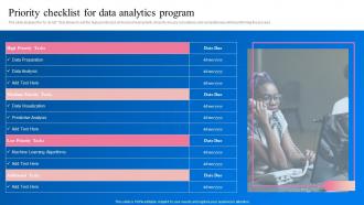 Priority Checklist For Data Analytics Program Transformation Toolkit Data Analytics Business Intelligence