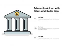Private bank icon with pillars and dollar sign