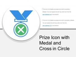 Prize icon with medal and cross in circle
