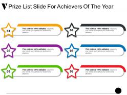 Prize list slide for achievers of the year ppt sample file