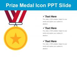 Prize medal icon ppt slide